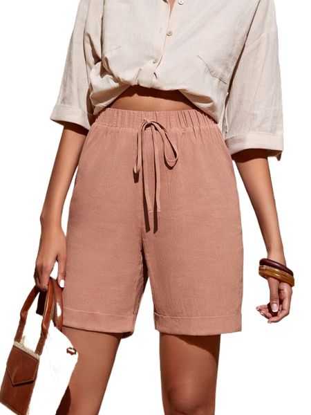 

knot waist roll up hem shorts z0vh#, White;black
