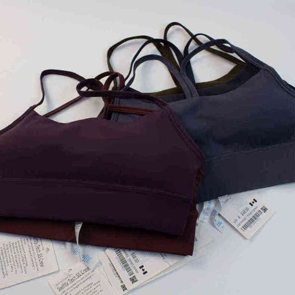 

fashion lulu classic flow y women bras breathable sports vest jogging padded gym bra camis female underwear running lingerie tanks 7l9c, Red;black