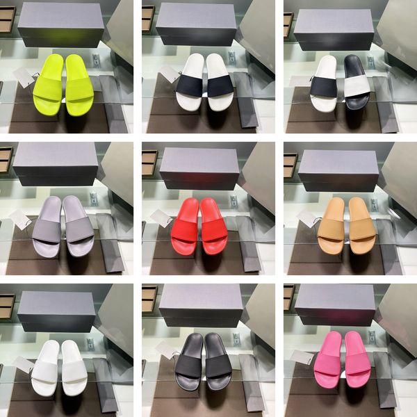 

fashion slide sandals slippers for men women with original box designer beach flip flops slipper, Black