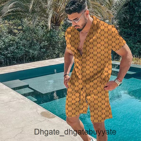 

luxury casual men's shirts men tracksuits hawaiian sets printing summer short sleeve button shirt fashion beach shorts tees streetwear, White;black