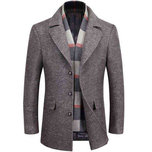

men's wool & blends 2021 arrival winter casual gray trench coat men men's warm coat winter jackets men t220810, Black