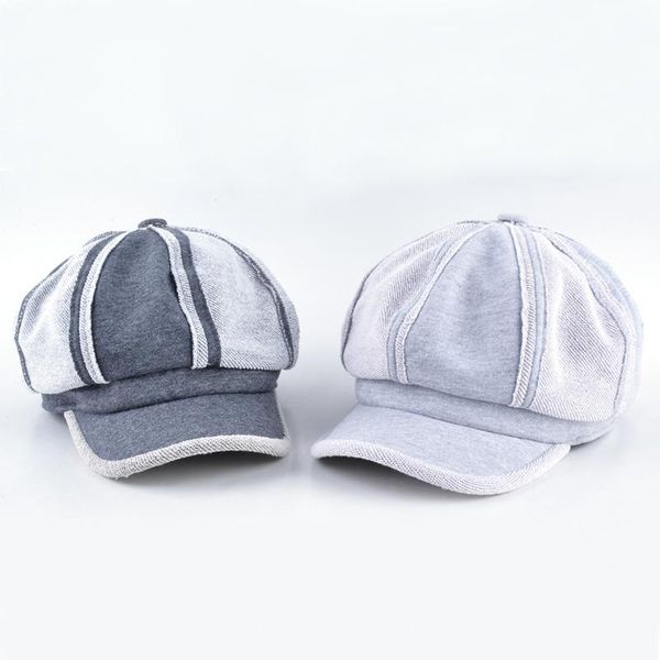 Boinas de chapéu de inverno retro masculino, algodão sólido gorras planas mulheres hexágo