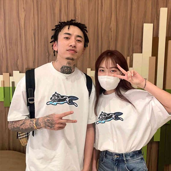 

ma siwei printed short sleeve t-shirt men's summer 2022 new fashion brand american retro hip-hop loose t-shirt, White;black