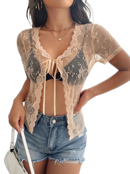 

tie front lace without camisole f3qw#, White