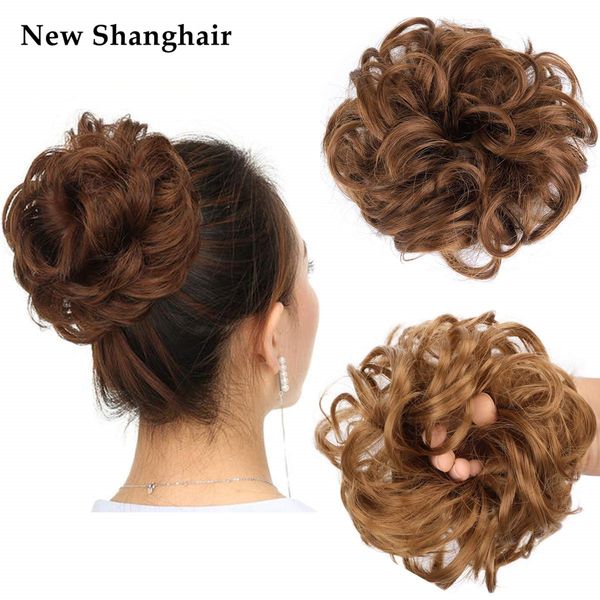 

elastic band with hair messy bun scrunchies chignon messy hairpieces donut for women kids bs14, Black