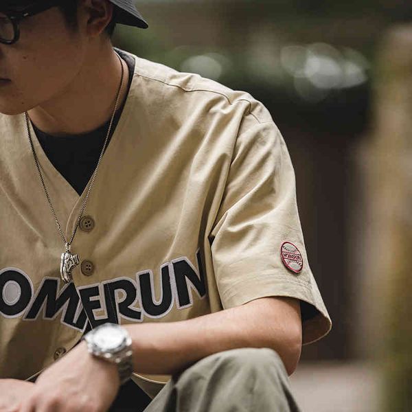 

men's tracksuits madden work clothes american loose college baseball shirt cardigan letter embroidery street short sleeve shirt men, Gray