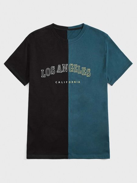 

romwe guys two tone letter graphic tee k94n#, White;black