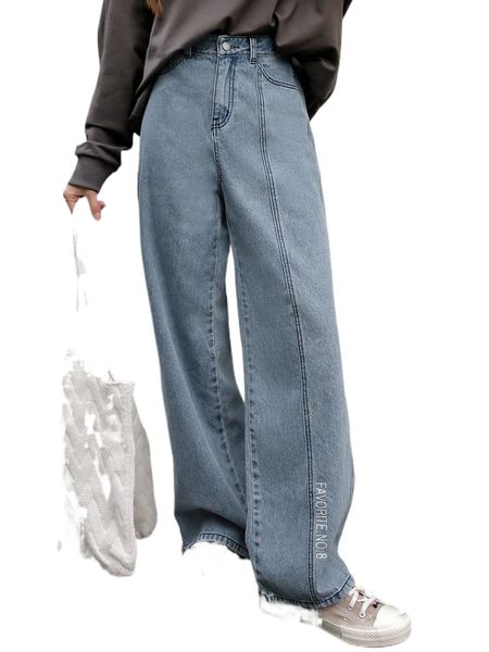 

dazy letter graphic slant pocket jeans x6ss#, Blue