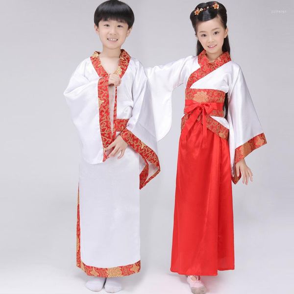 Ethnische Kleidung Ankunft Chinesischer Volk Kostüm Junge Hanfu Kleidung Robe Gürtel Langes Kinder traditionelle Kostenmädchen Tang 16ethnisch