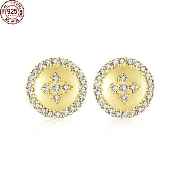 

2022 cute circle round flower stud earrings for women s925 little daisy new arrival jewelry christmas gifts women fine fashion, Golden;silver