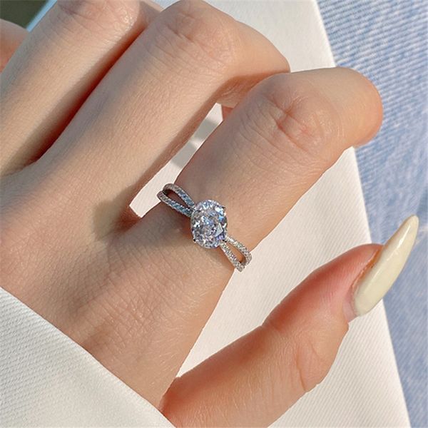 Luxuriöser Schmuck. Funkelnder ovaler Ring aus 925er Sterlingsilber für Damen, 8A, rosa-weißer Zirkonia, Party, Hochzeit, Verlobung, Diamantring, Valentinstag, mit Geschenkbox, Größe 5–9