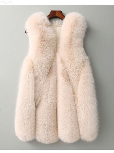 

zadorin new arrival long faux fur vest fluffy jacket coats women slim faux fur coat patchwork fake fur gilet t220716, Black