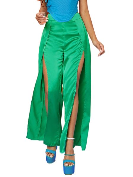 

club high waist slit thigh pants n4iw#, Black;white