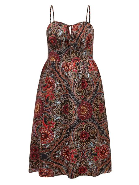 

plus paisley print cami dress b9iw#, Black