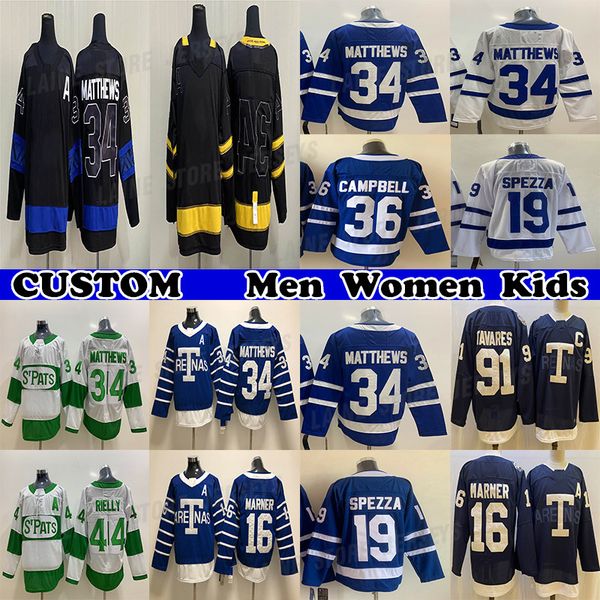 

34 auston matthew jersey 91 john tavares 16 mitchell marner 36 jack campbell 44 rielly 55 mark giordano custom mens womens youth any name an, Black;red