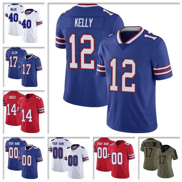 

fans josh allen jersey von miller stefon diggs dawson knox o.j. howard micah hyde bruce smith tre'davious white custom football jerseys, Black