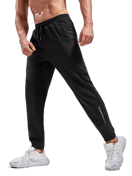 

men drawstring waist sports pants p9dl#, Black