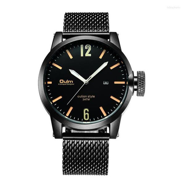 Armbanduhren Oulm 3194 Marke Uhren Minimalistisches Kleid Klassisch Schwarz Edelstahl Wasserdicht Luxus Quarz Männer Handgelenk Reloj Hombre