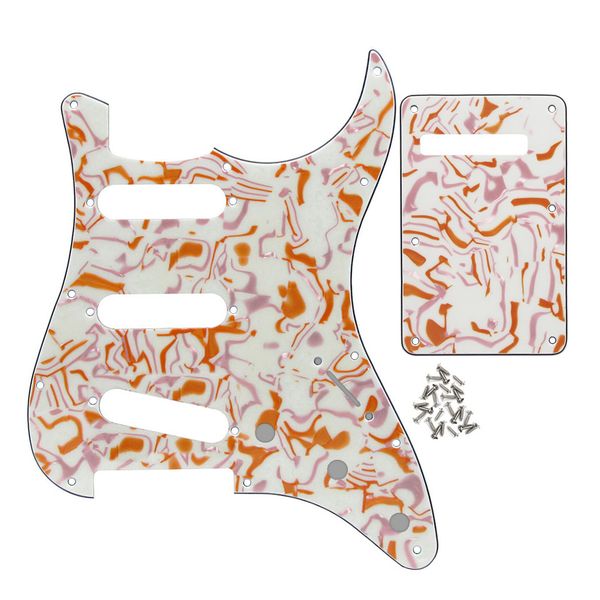 

1 set 4ply sss pickguard 11 hole scratch plate back plate golden+yellow strip with screws for electric guitar