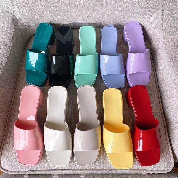 

designer sandals for women jelly rubber chunky slippers high heels sandal summer luxury thick bottom slipper beach slides alphabet pink gree, Black