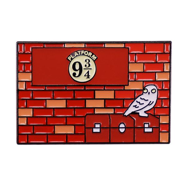 

magic school mysterious and magical place platform 9 3/4 brooch movie badge, Blue