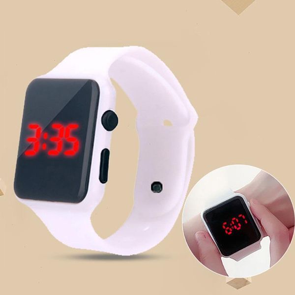 

fashion square led digital watches women casual sports electronic white silicone dropshipping price, Slivery;brown