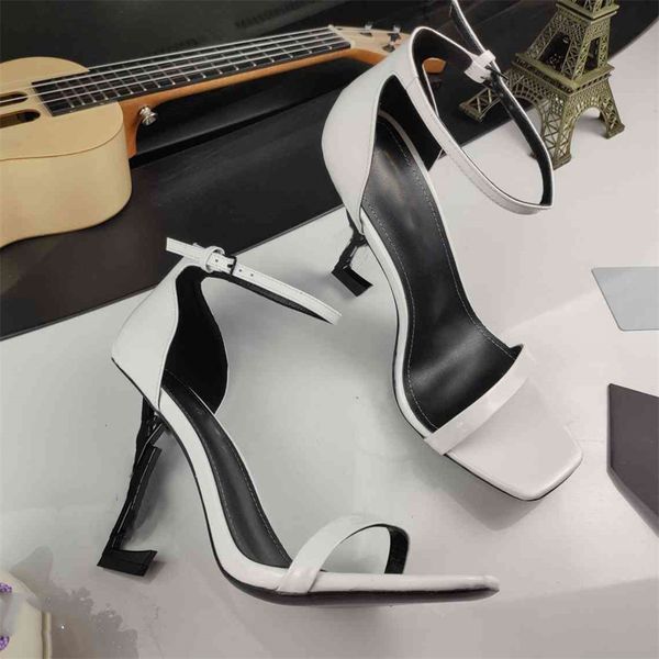 

designer high heels fashion yslity sandals leather women shoes letters ht, Black