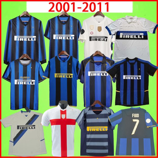 Camisola de futebol Inter Retro 01 02 03 04 05 07 08 09 10 11 FIGO SNEIJDER MILITO MILAN IBRAHIMOUIC Vintage 2001 2002 2003 2004 2005 2007 2008 2009 2010 2011