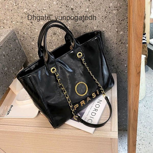 

luxury classic women's handbags beach bags brand ch metal badge tote bag designer small mini evening handbag female capacity large leat, Black;red