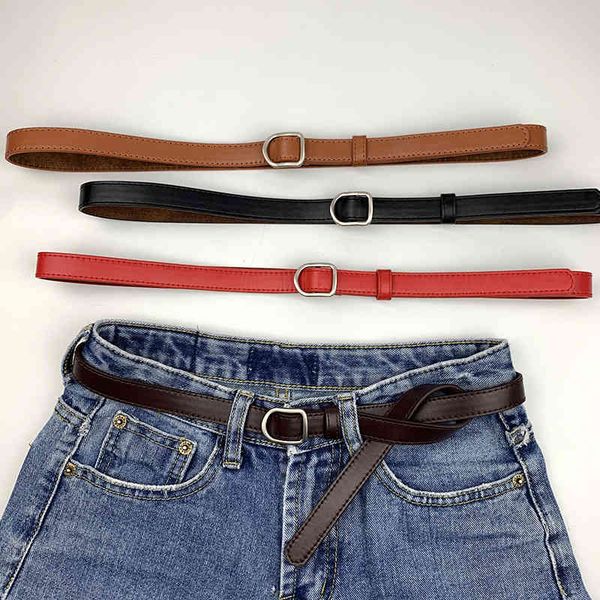 

belts designer luxury d-shaped japanese button ins style simple and versatile girls' belt korea east gate non perforated thin women jed, Black;brown