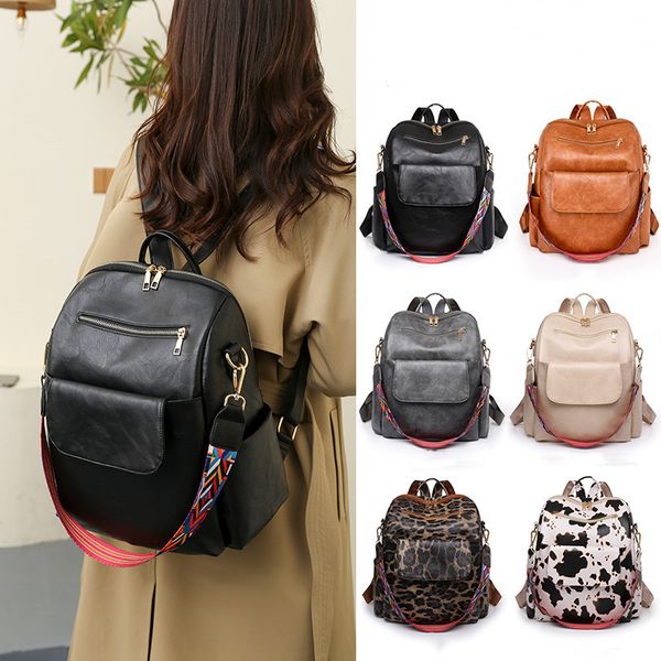 

fashion cow pattern leopard backpack bags women bag handbag bags purse shoulderbags pu leather travel casual tote