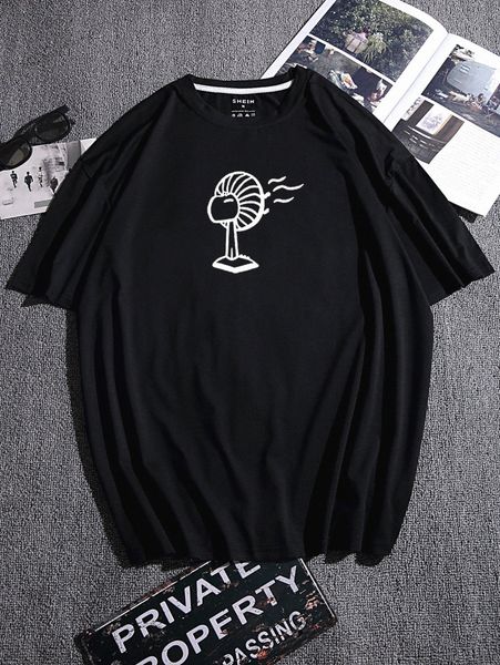 

men electric fan print tee l8t5#, White;black