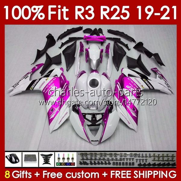 Kit de fadas de OEM para Yamaha YZF-R3 YZF-R25 YZFR3 YZFR25 19-21 BODY 141NO.135 100% FIT YZF R 3 25 R-25 2019 2020 2021 Frame R3 R25 19 20 21 2 Mold de injeção Bodywork Rose White White White White Rose White Rose White