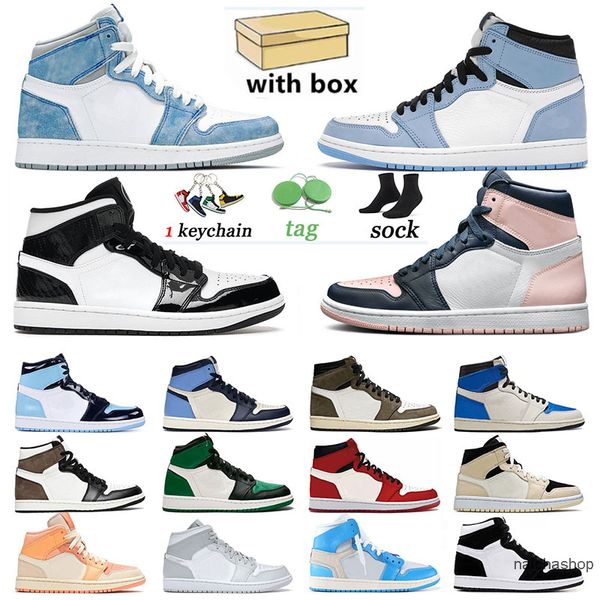 

men women jumpman 1 1s high og basketball shoes dark mocha university blue shadow chicago brand sports white trainers designer
