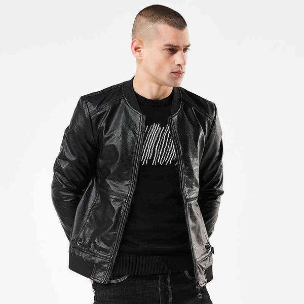 

new men's fashion leather jacket slim european american style short pu leather motorcycle clothes zipper dropshipping clothes t220728, Black