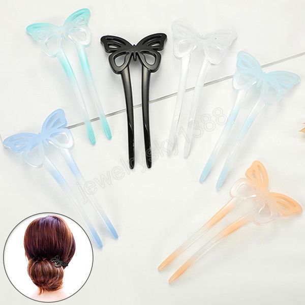 Hairpin de cabelo em forma de borboleta Acessórios para cabelos plásticos da moda Acessórios para cabelos de cabelos Meninas garotas Retro Stick Jewelry Gift