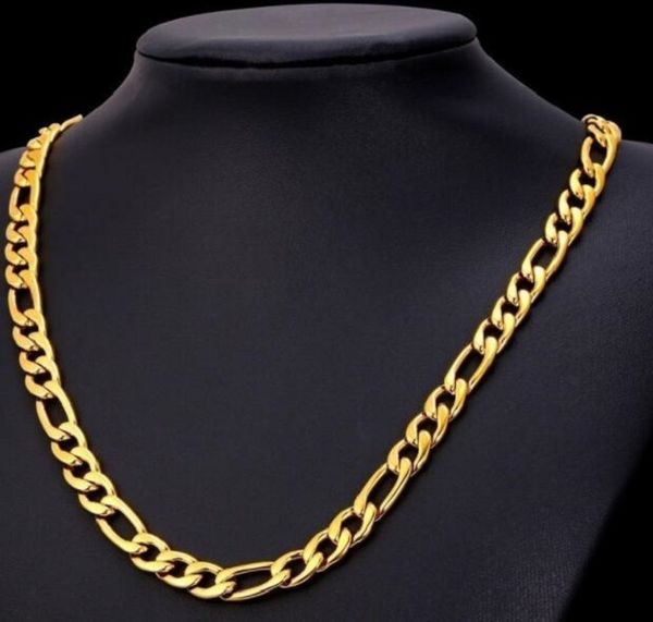 

mens real 10k plated yellow gold figaro chain 4mm necklace high polished 16-30 inches, Silver