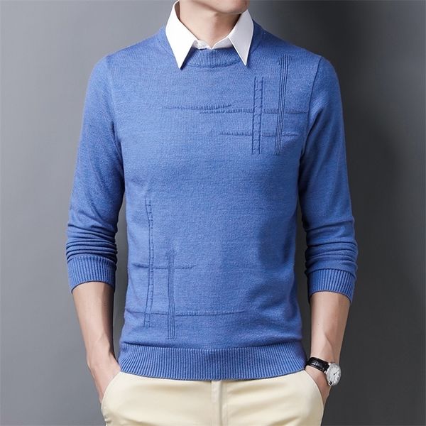 

tfetters autumn sweater men fashion casual o-neck solid color knittrd pullovers slim soft skin-friendly knitted sweater men 201203, White;black