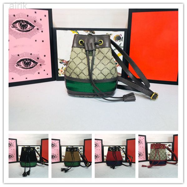 

designer luxury rojo ante ophidia mini textured leather-trimmed suede bucket bag 550620 shoulder bag size:19*15.5*9cm