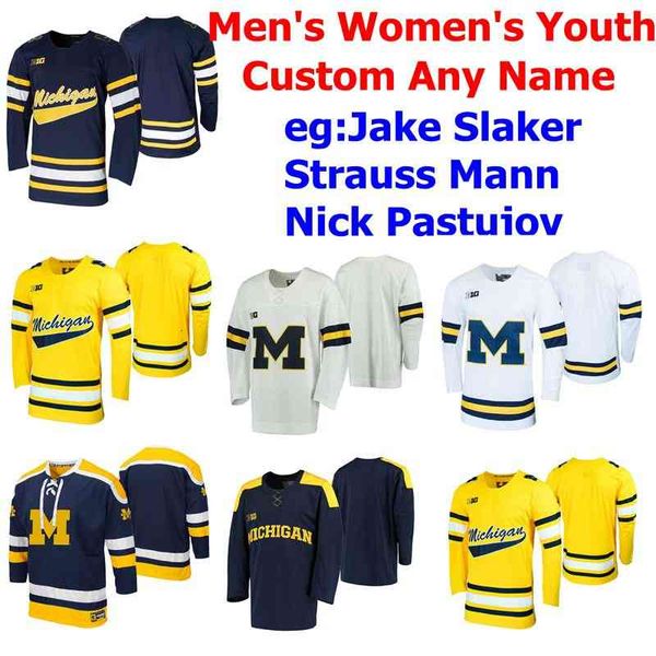 Michigan Wolverines College Hockey-Trikots Damen Garrett Van Wyhe Trikot Jack Becker Luke Morgan Dakota Raabe Sam Piazza Individuell genäht