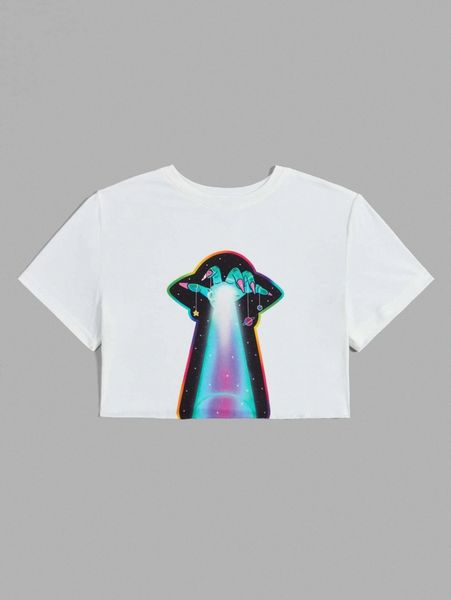 

x thisuniquevibe hand print crop tee x4wy#, White