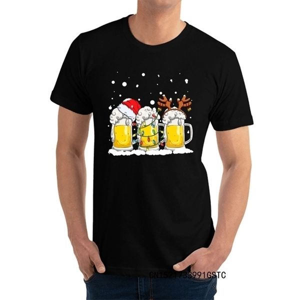 

christmas beer graphic t-shirts hiphop harajuku camisas santa xmas tshirt for men aesthetic shirt 220509, White;black