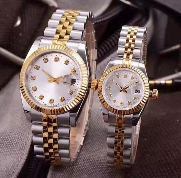 

men women wristwatches lovers couples style classic automatic movement mechanical fashion mens womens watch watches wristwatch, Slivery;brown