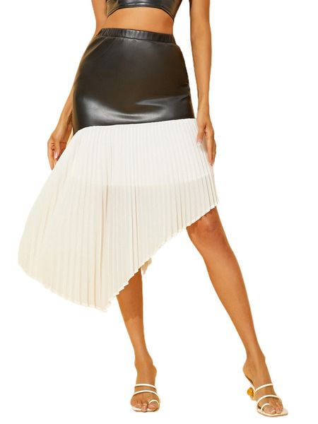 

x alana tristain pleated hem pu leather skirt j6u0#, Black
