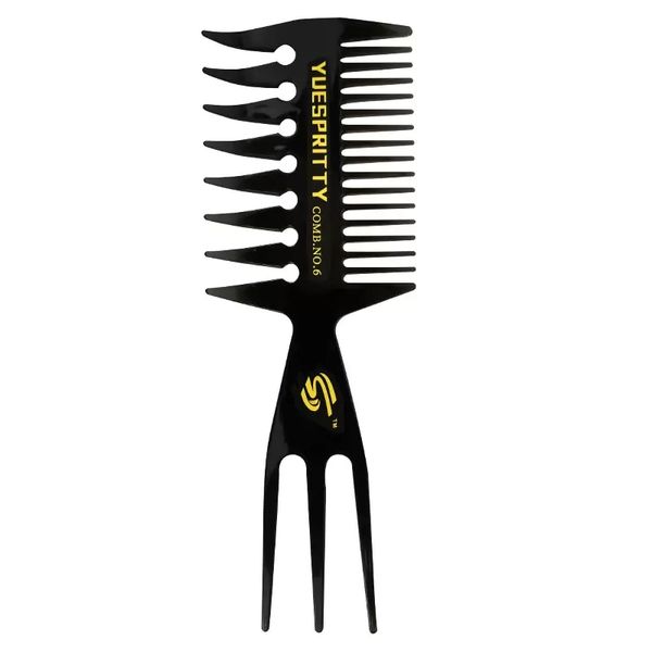 Retro Dentes largos Forkbrush Fork Comb Homens Barba Escova Barbearia Styling Ferramenta Salon Acessório Acessório Penteado Afro