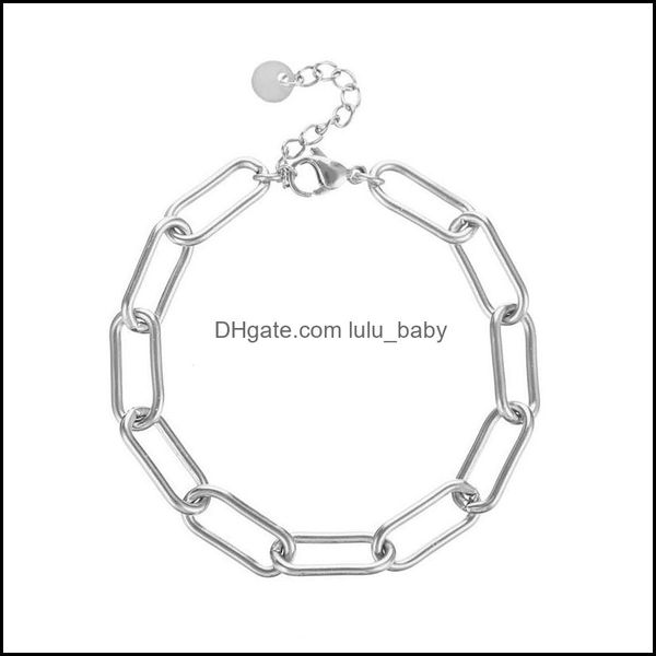 

link chain bracelets jewelry fashion simple retro geometric bamboo paperclip stainless steel gold bracelet drop delivery 2021 2f8fh, Black