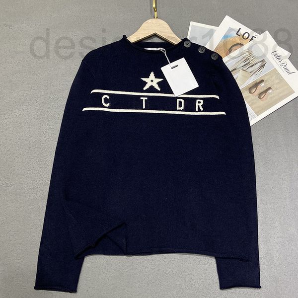 

women's sweaters designer 2022 round neck wool knitting letter long sleeve pullover sweater women's sweater listed single breasted, White;black