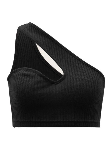 

one shoulder ribbed knit crop q5ul#, White