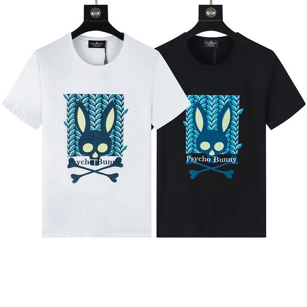 

mens casual t shirt psychological rabbit letter print summer tide brand fashion tshirt short sleeve 100% cotton breathable black and white c, White;black