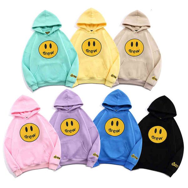 

men's hoodies & sweatshirts drew smiley face sweater ins net red bieber same fashion high street brand loose couple's men's a, Black